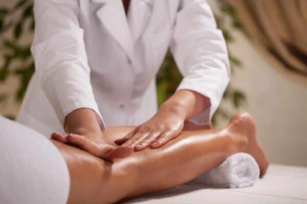 Foot massage service in Da Nang for tourists relaxing tired feet at hotel